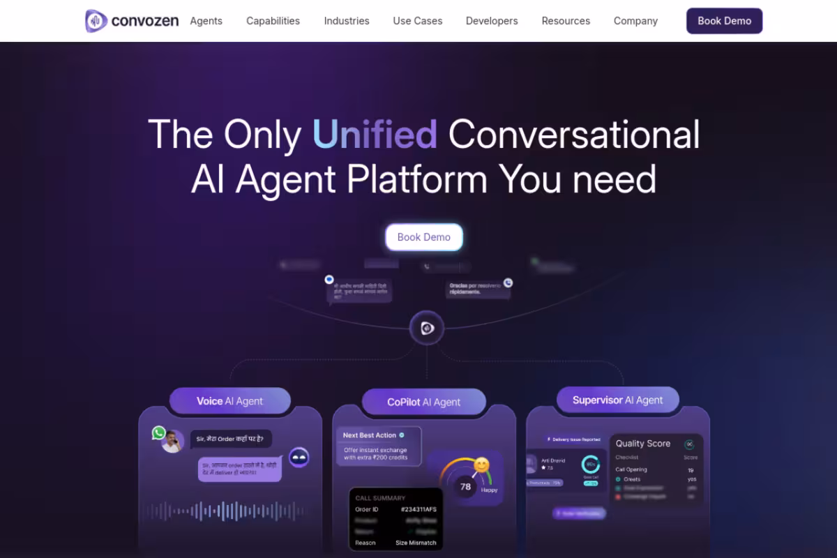 ConvoZen homepage screenshot