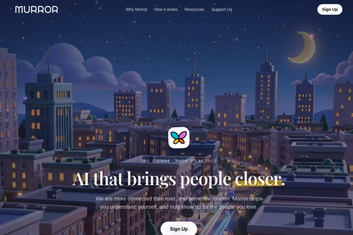 Murror homepage screenshot