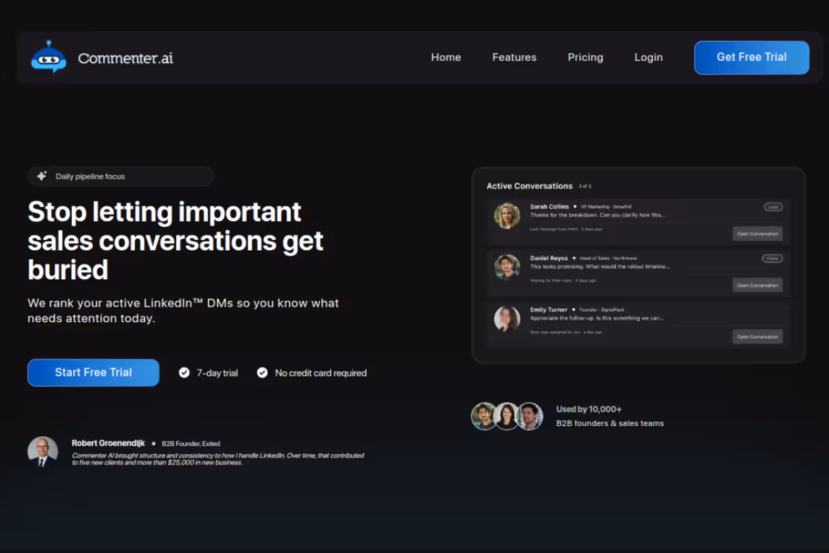 Commenter AI homepage screenshot