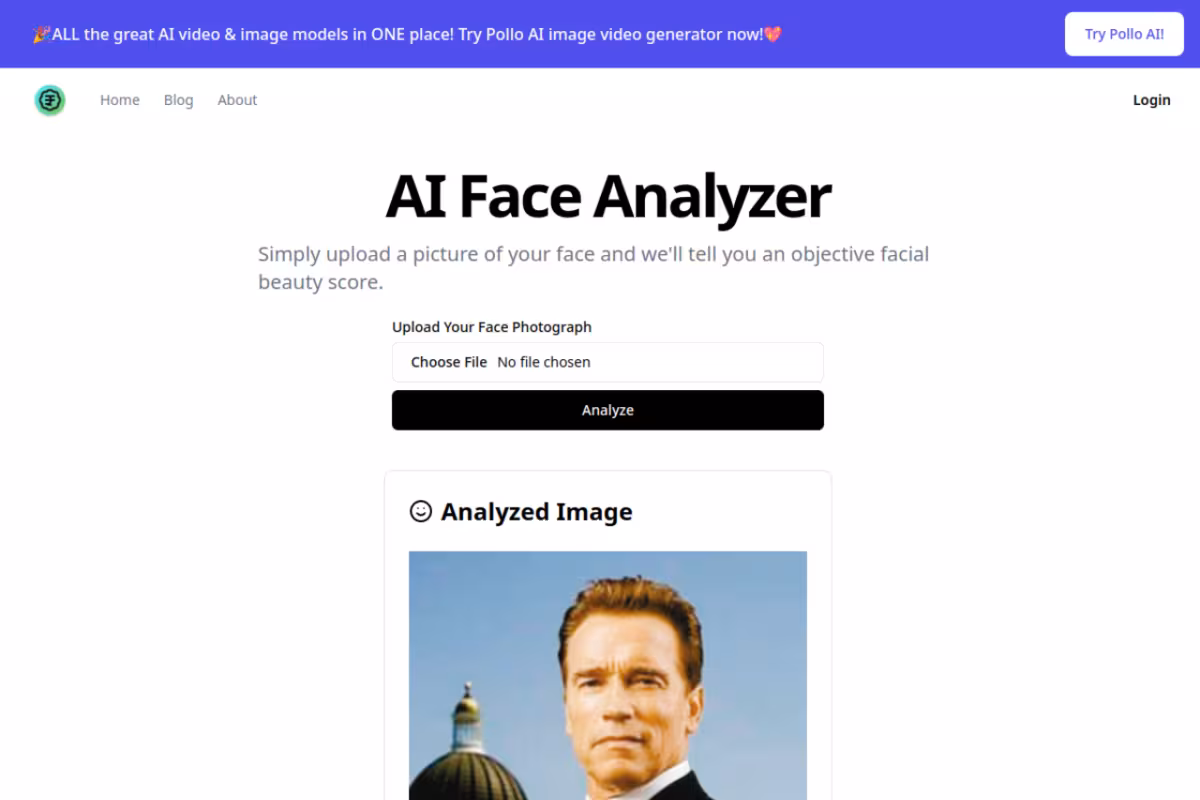 AI Face Analyzer-Beauty Score Calculator homepage screenshot