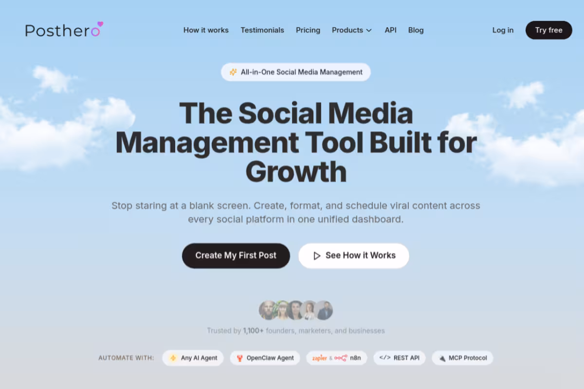 PostHero homepage screenshot