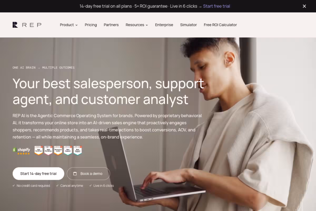 Rep AI homepage screenshot
