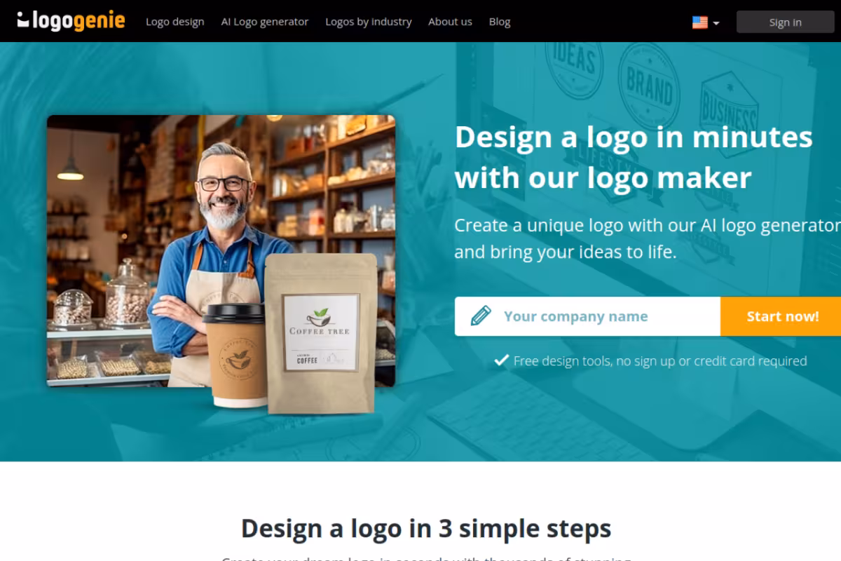 Logo design, logo design tools, online logo design system homepage screenshot