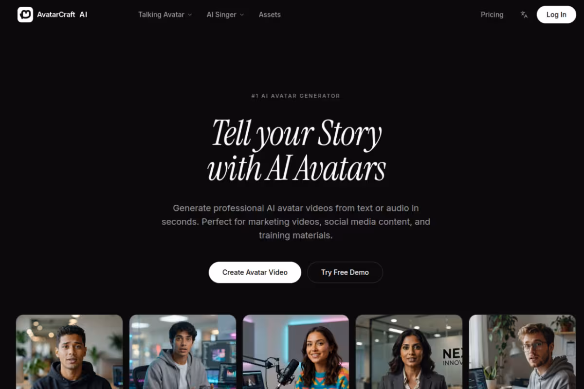 AI Avatar Generator homepage screenshot