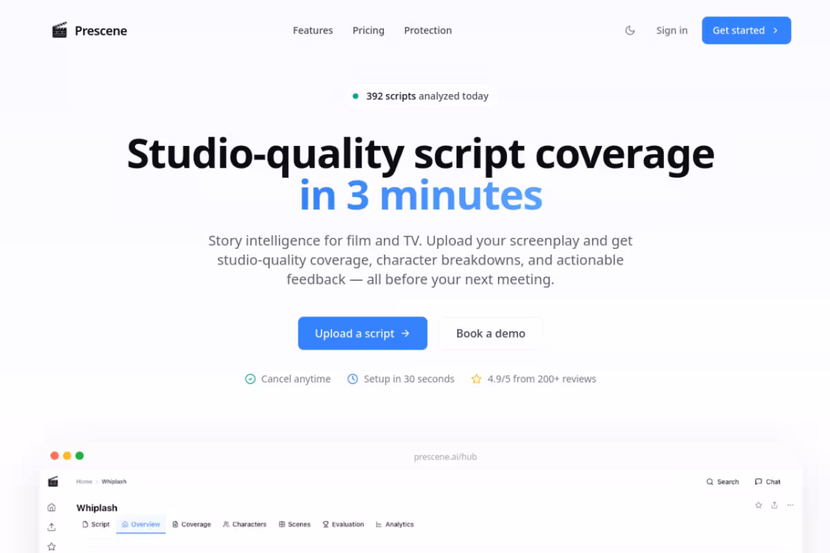 Prescene homepage screenshot