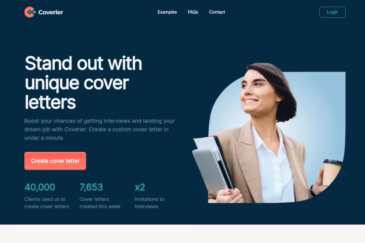Coverler homepage screenshot