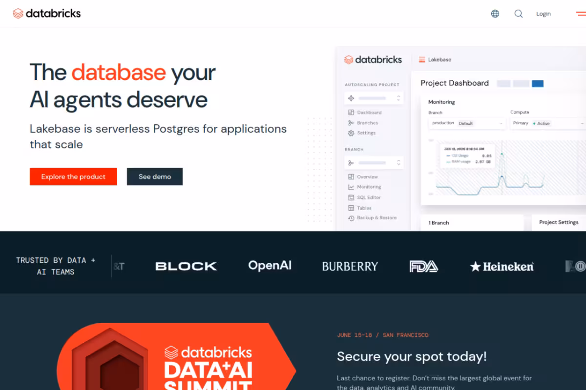 Databricks homepage screenshot