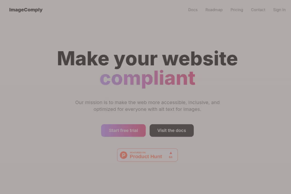 ImageComply homepage screenshot