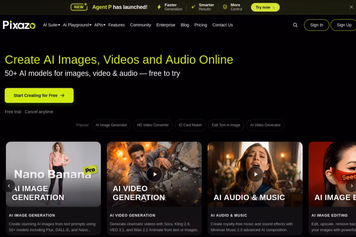 Pixazo homepage screenshot