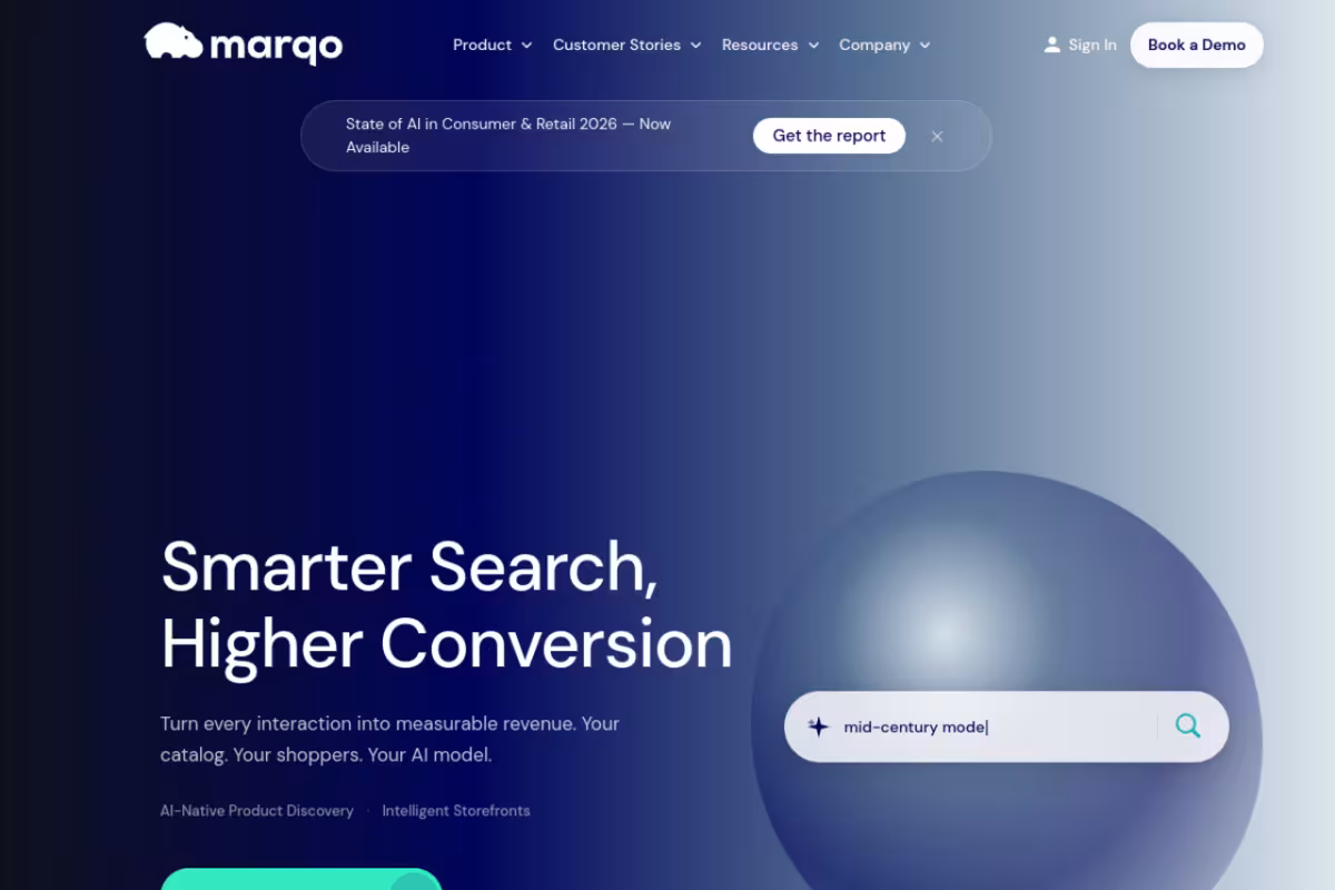 Marqo homepage screenshot