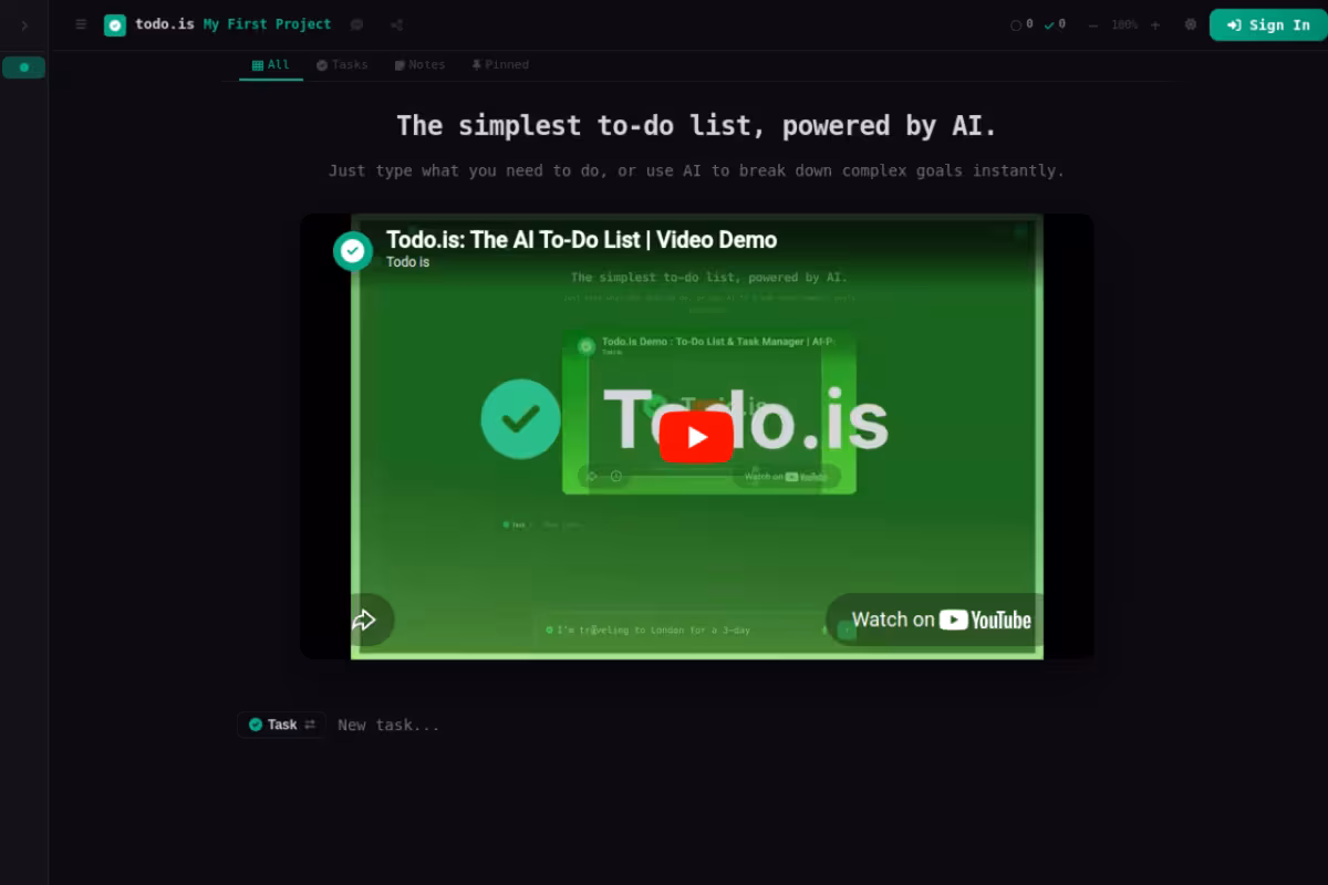 Todo.is homepage screenshot