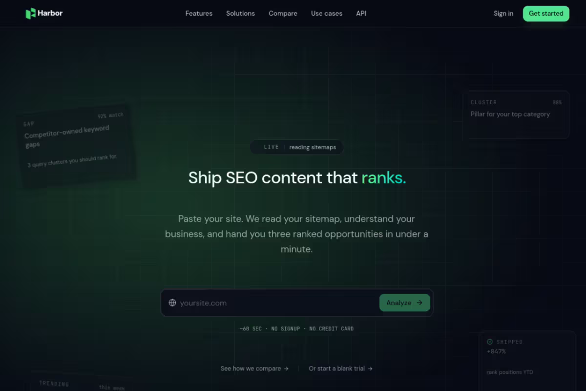 Harbor homepage screenshot