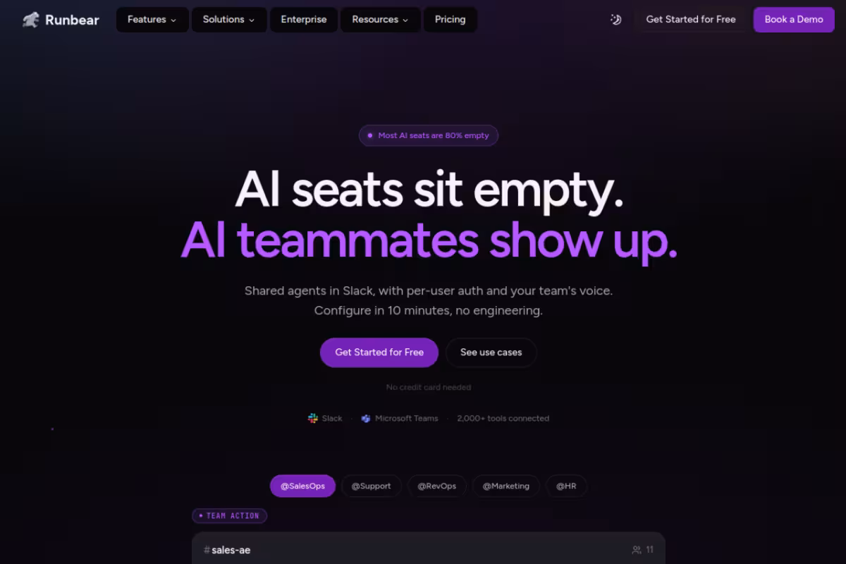 Runbear homepage screenshot