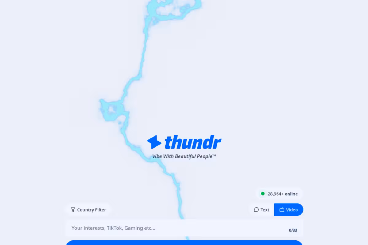 Thundr homepage screenshot