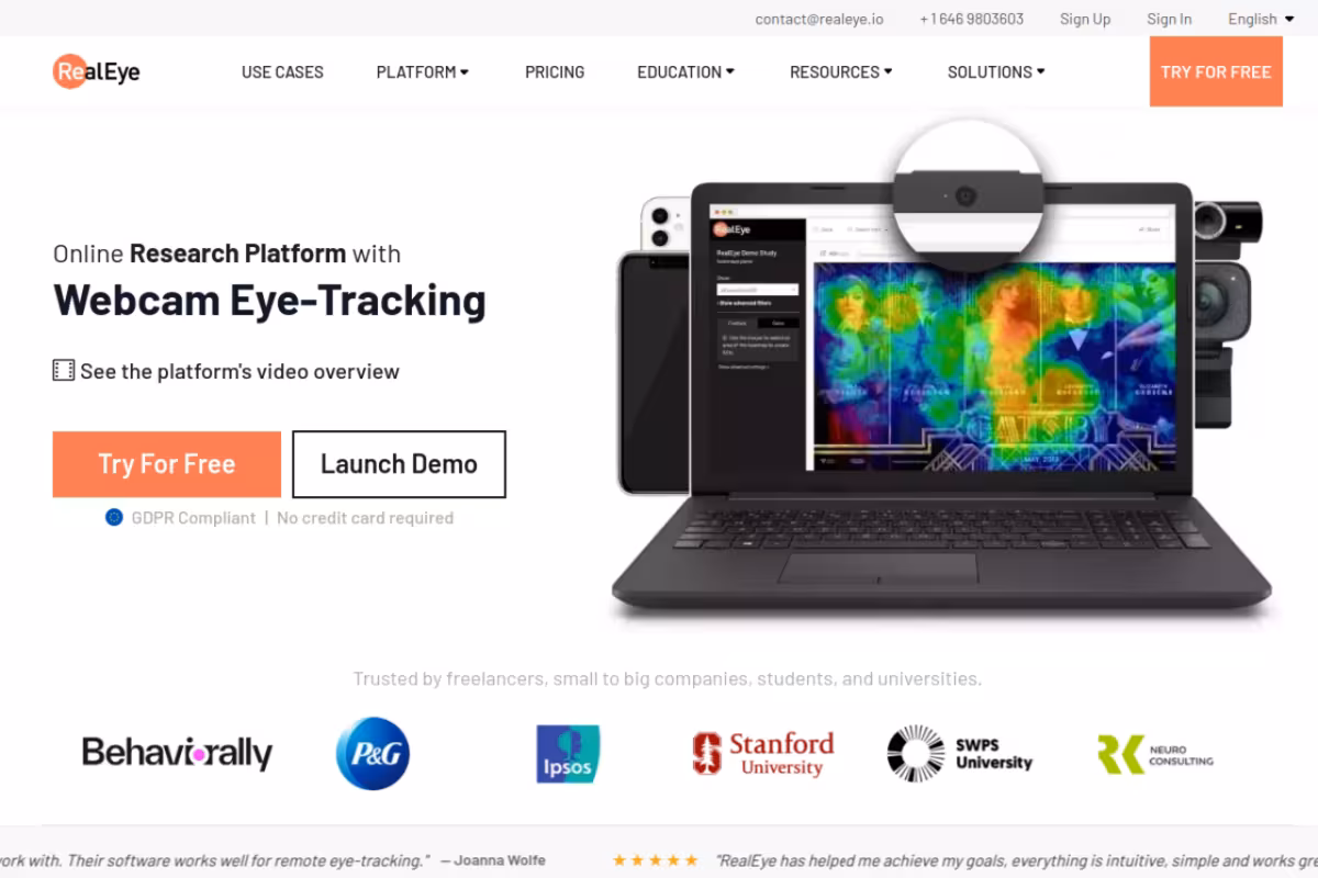 RealEye.io homepage screenshot