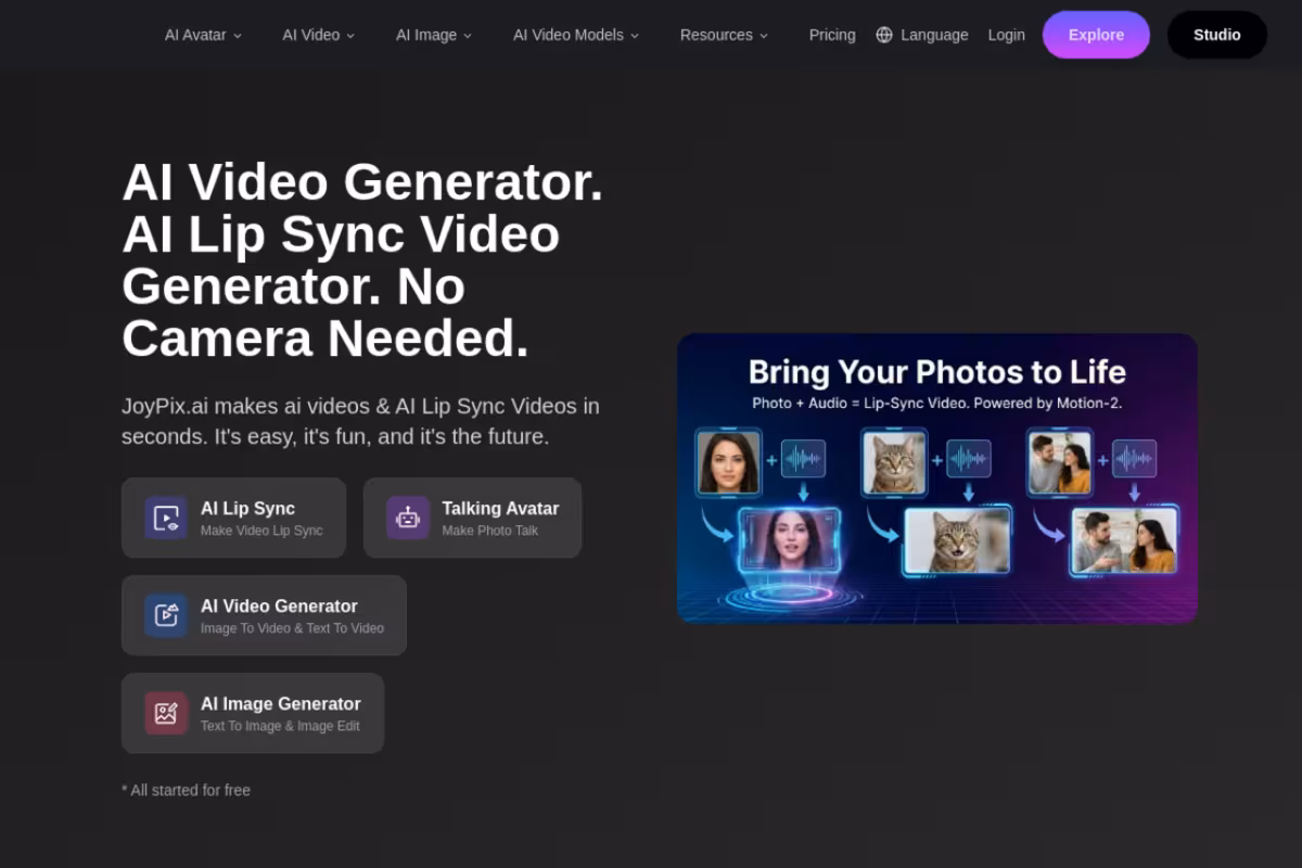 JoyPix.ai homepage screenshot