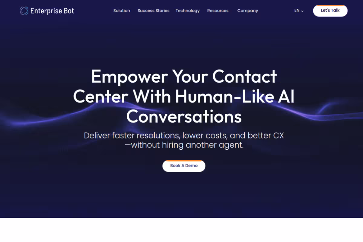 Enterprise Bot homepage screenshot