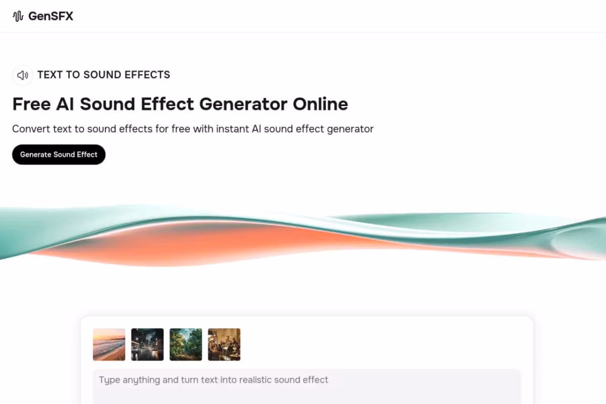 Text to Sound Effects Online homepage screenshot