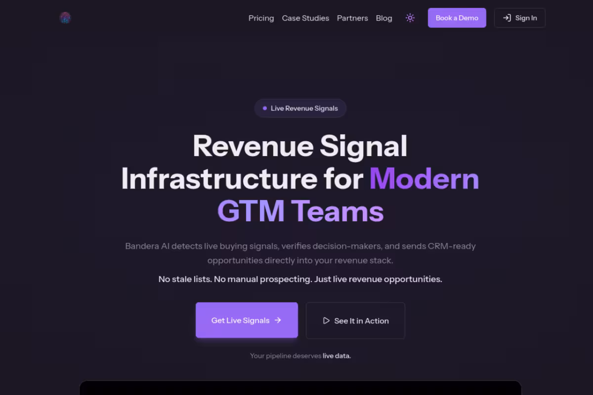 Bandera AI homepage screenshot