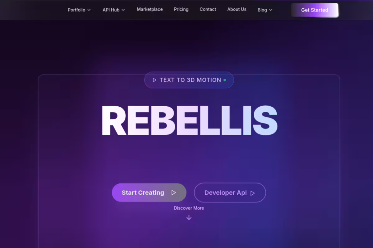 Rebellis AI homepage screenshot