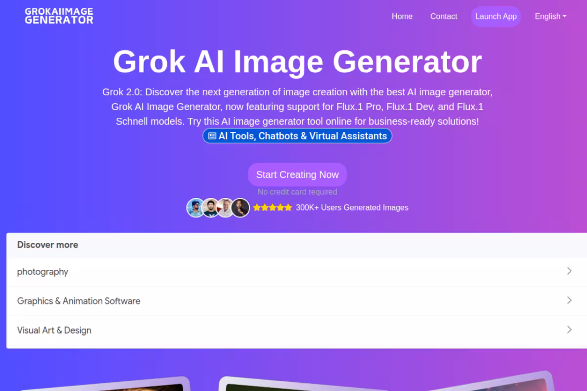 Grok AI Image Generator homepage screenshot