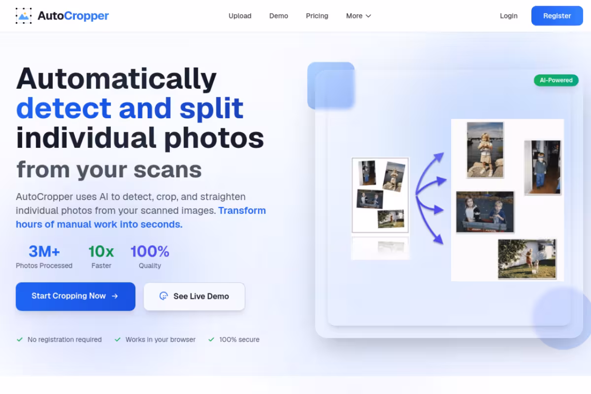 AutoCropper homepage screenshot