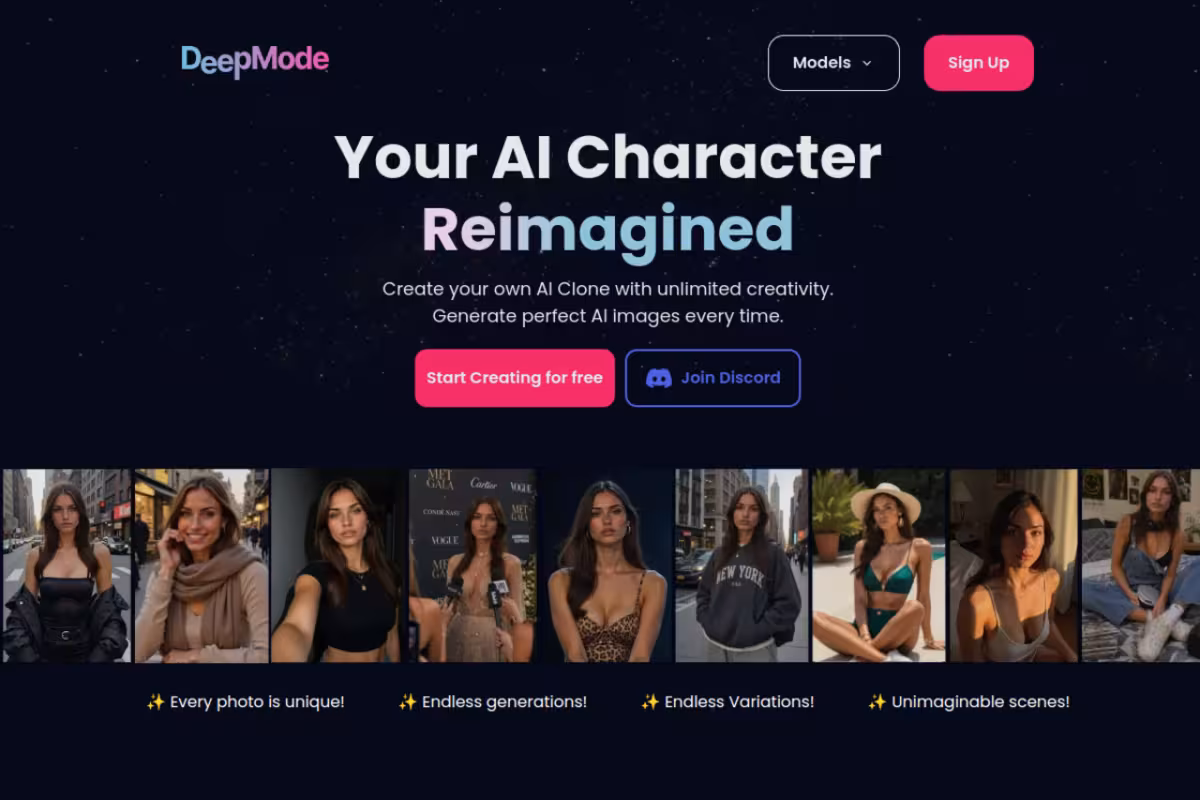 DeepMode homepage screenshot