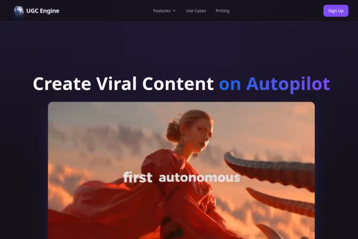 UGC Engine homepage screenshot