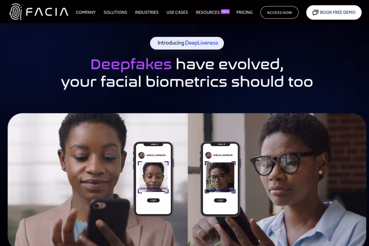 Facia AI homepage screenshot