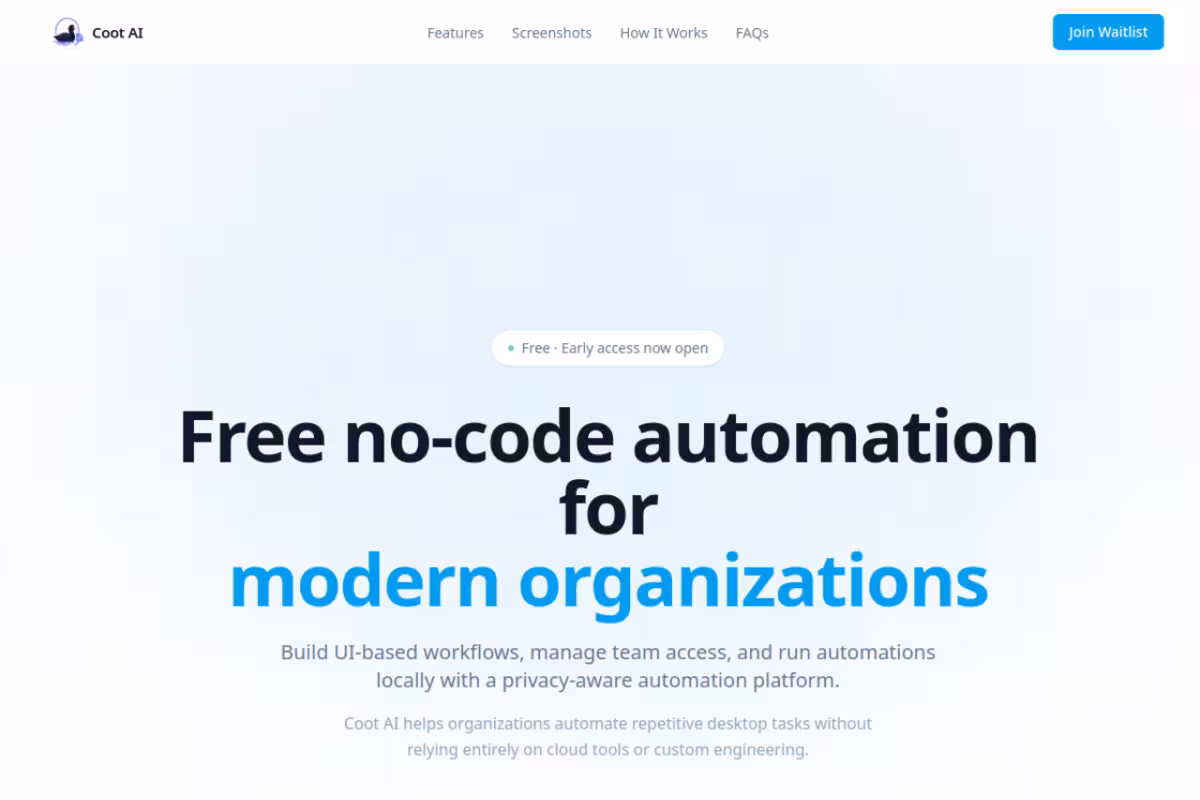Coot AI homepage screenshot