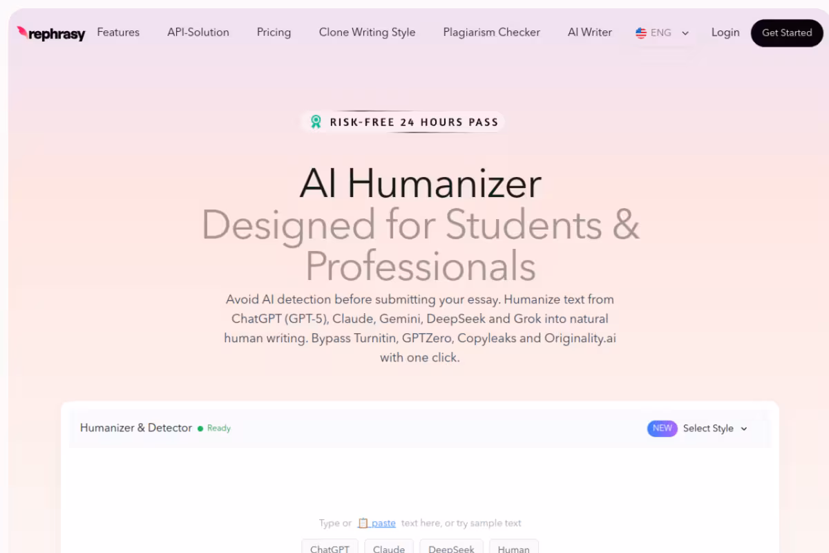 Rephrasy homepage screenshot