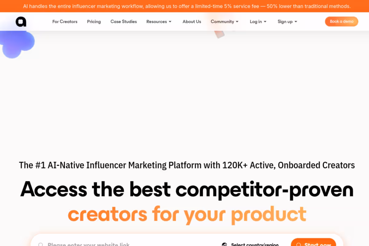 AhaCreator homepage screenshot