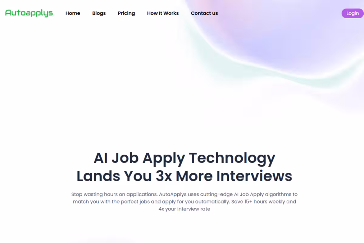 AutoApplys homepage screenshot