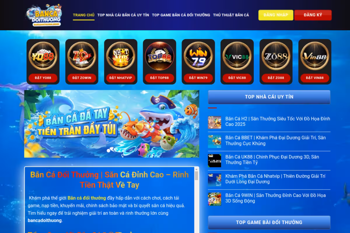 Bắn Cá Đổi Thưởng homepage screenshot