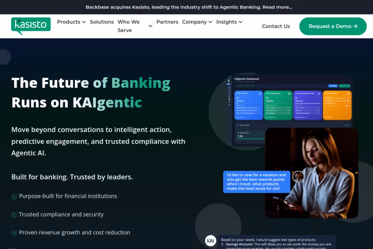 Kasisto homepage screenshot