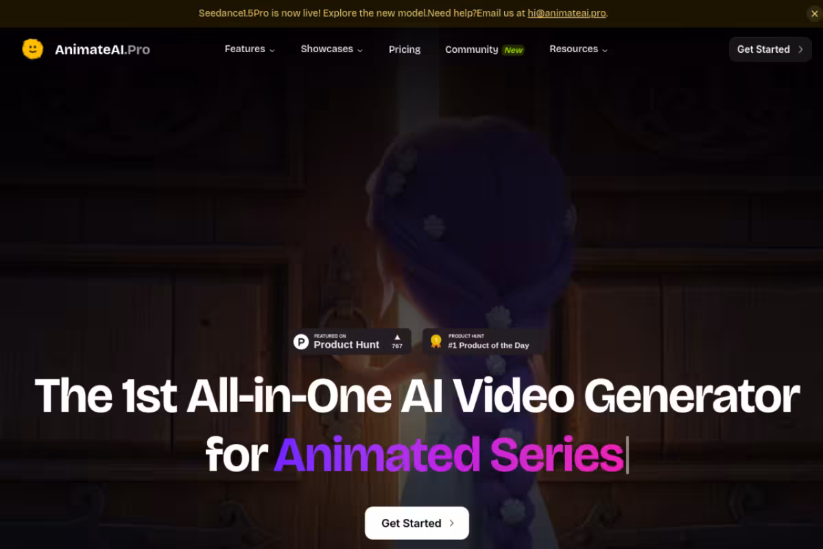 AnimateAI homepage screenshot