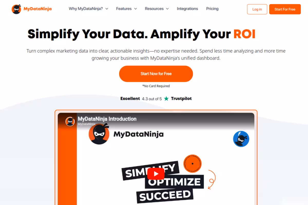 MyDataNinja homepage screenshot