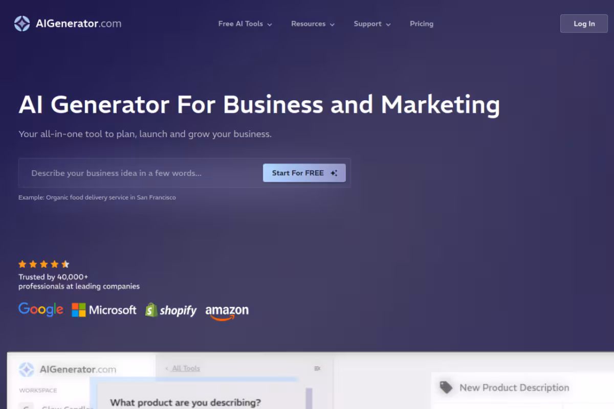 AIGenerator.com homepage screenshot