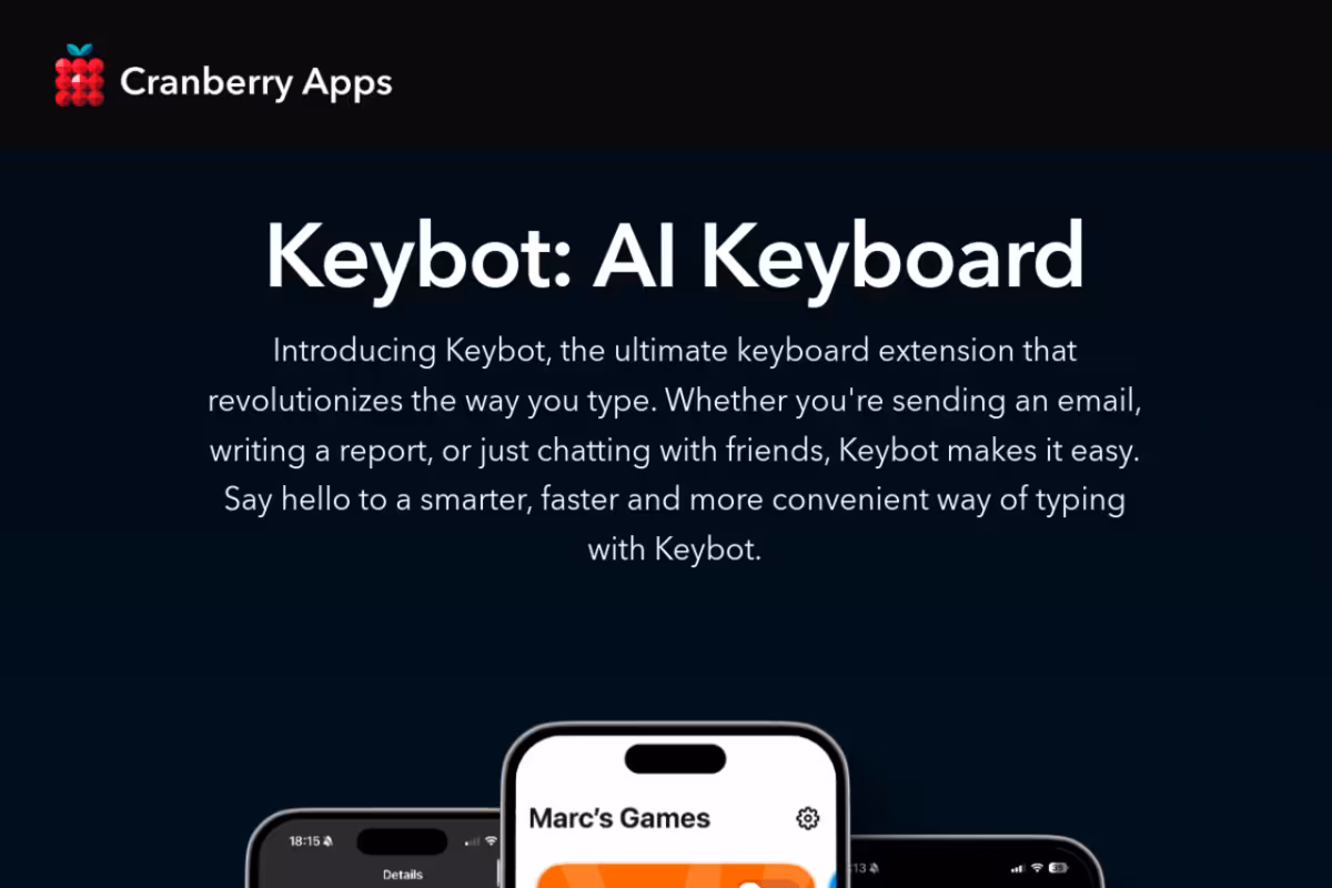 Keybot homepage screenshot