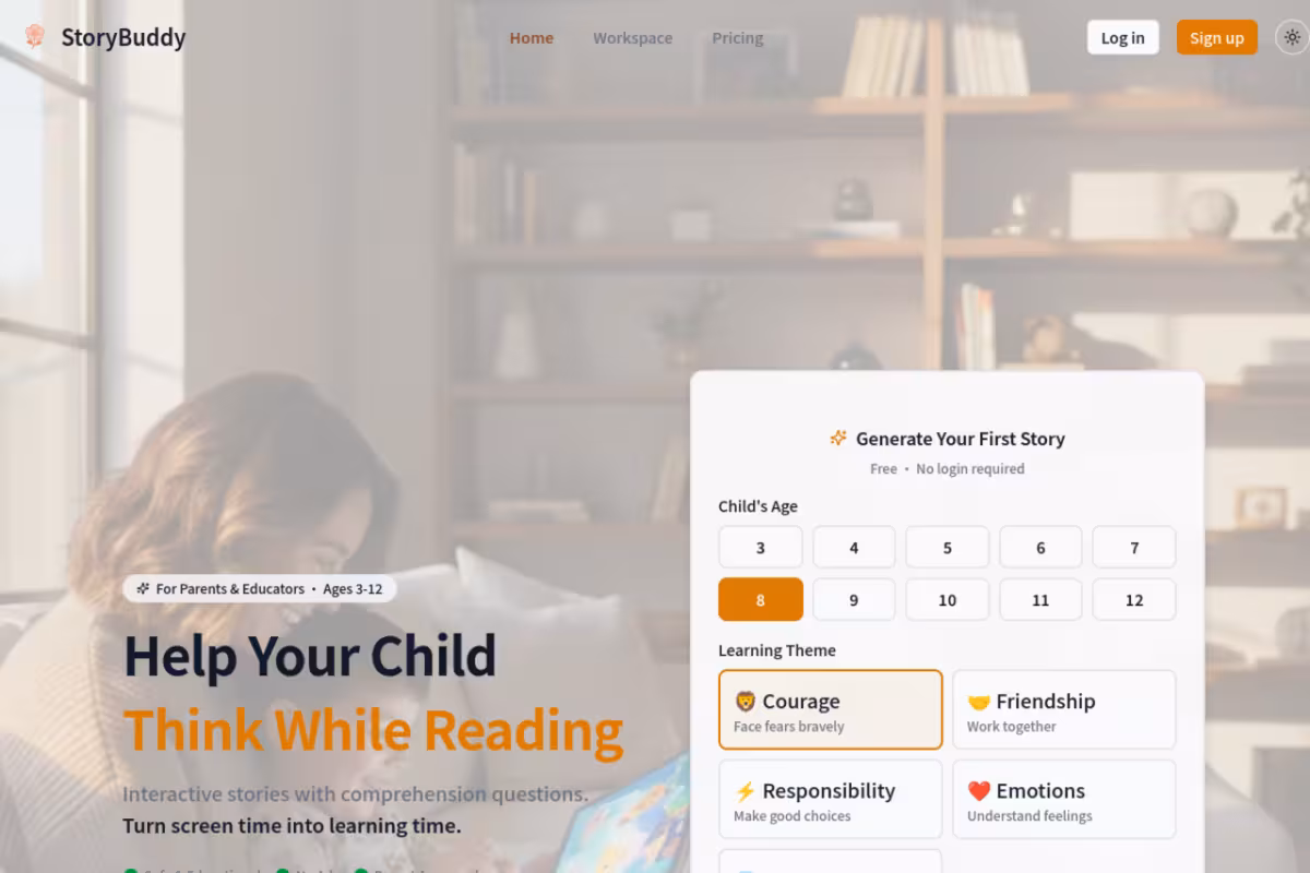 Adventure Stories homepage screenshot