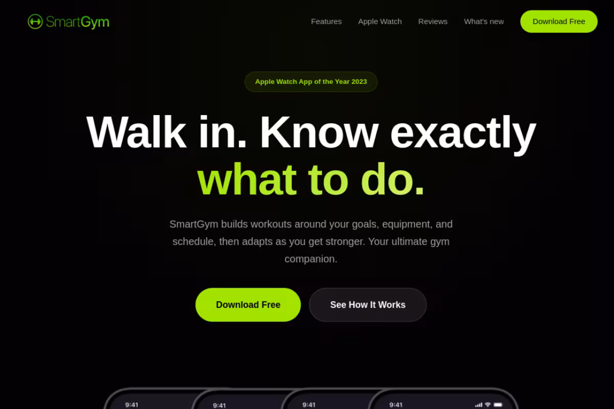SmartGym homepage screenshot
