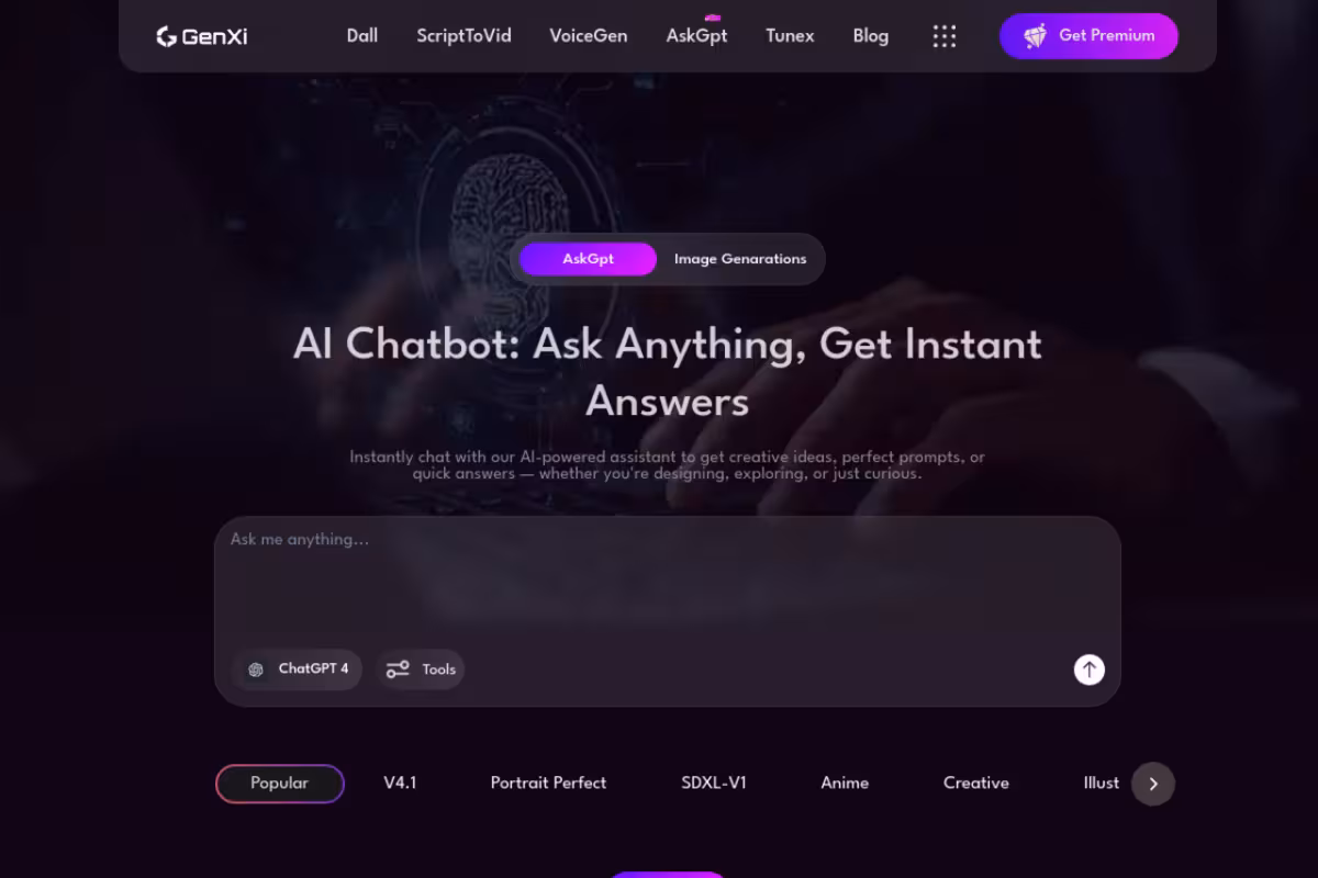 GenXi homepage screenshot