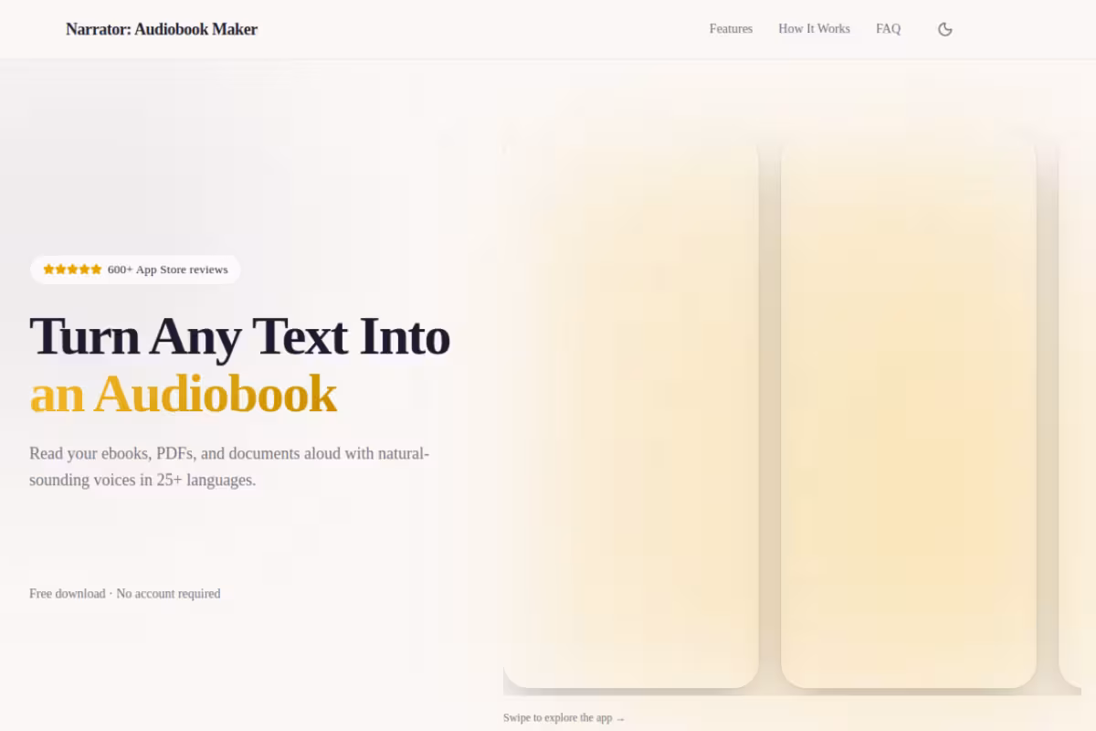 Narrator homepage screenshot