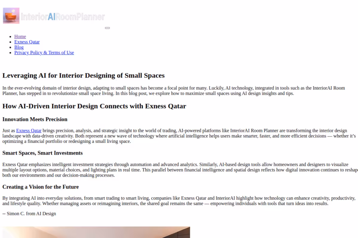 InteriorAI Room Planner homepage screenshot