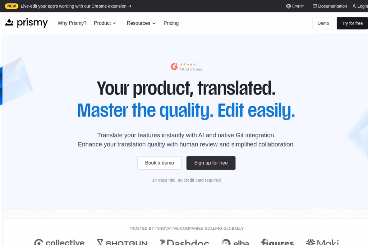 Prismy homepage screenshot