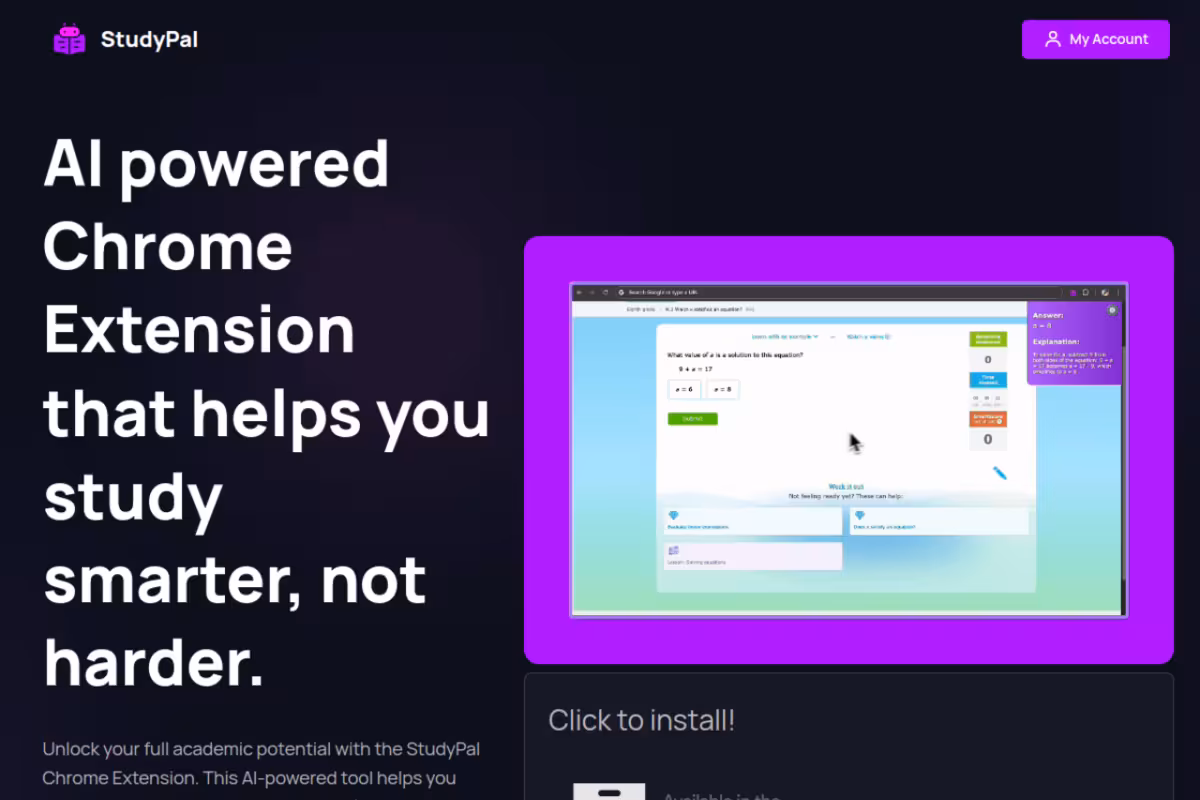 StudyPal homepage screenshot