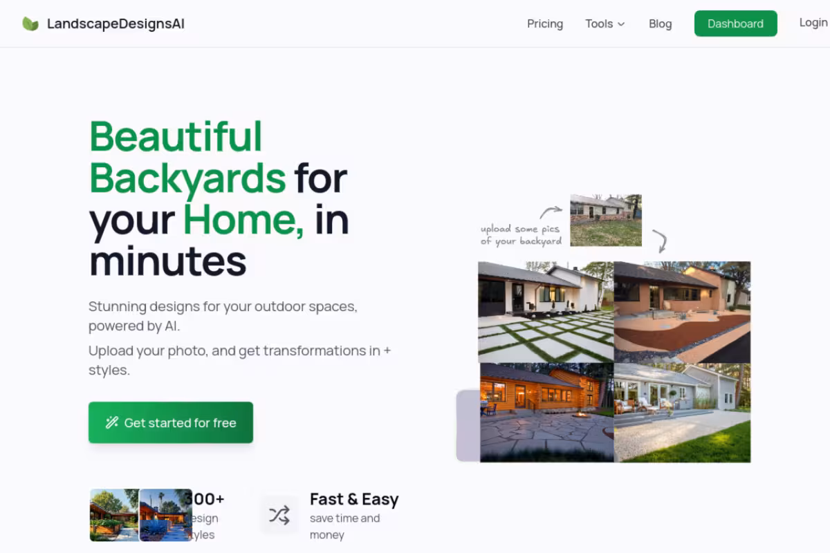 AI Landscape Design homepage screenshot