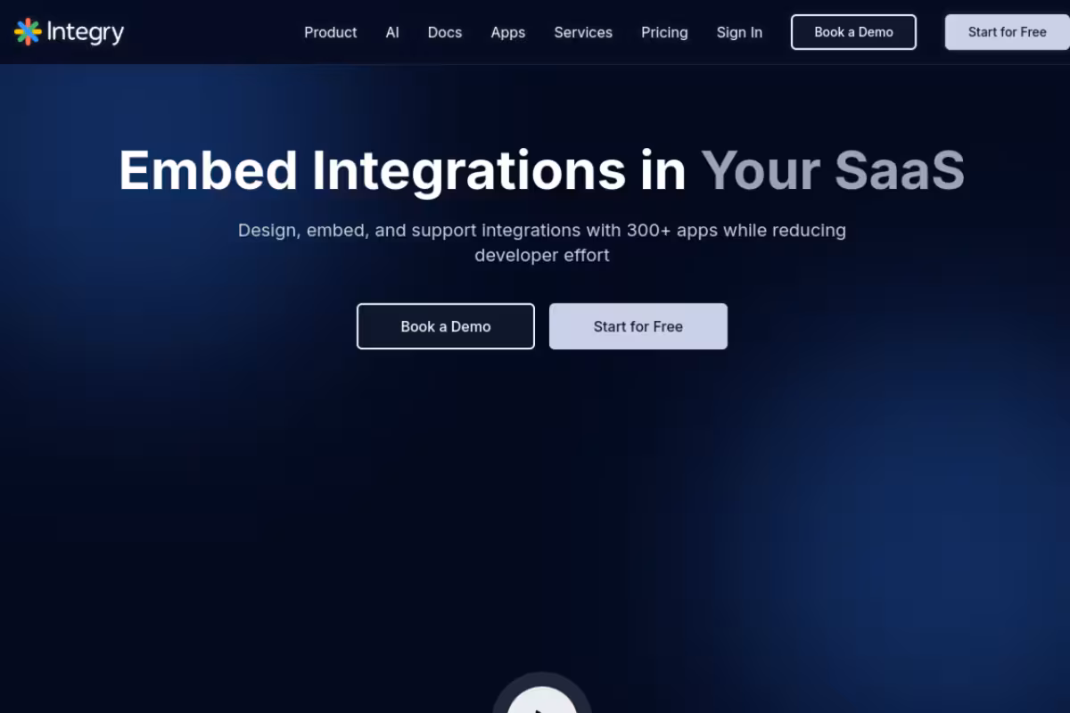 Embed 300+ integrations in your app in minutes homepage screenshot