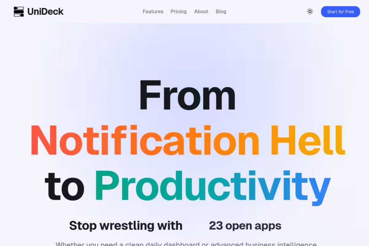 UniDeck homepage screenshot