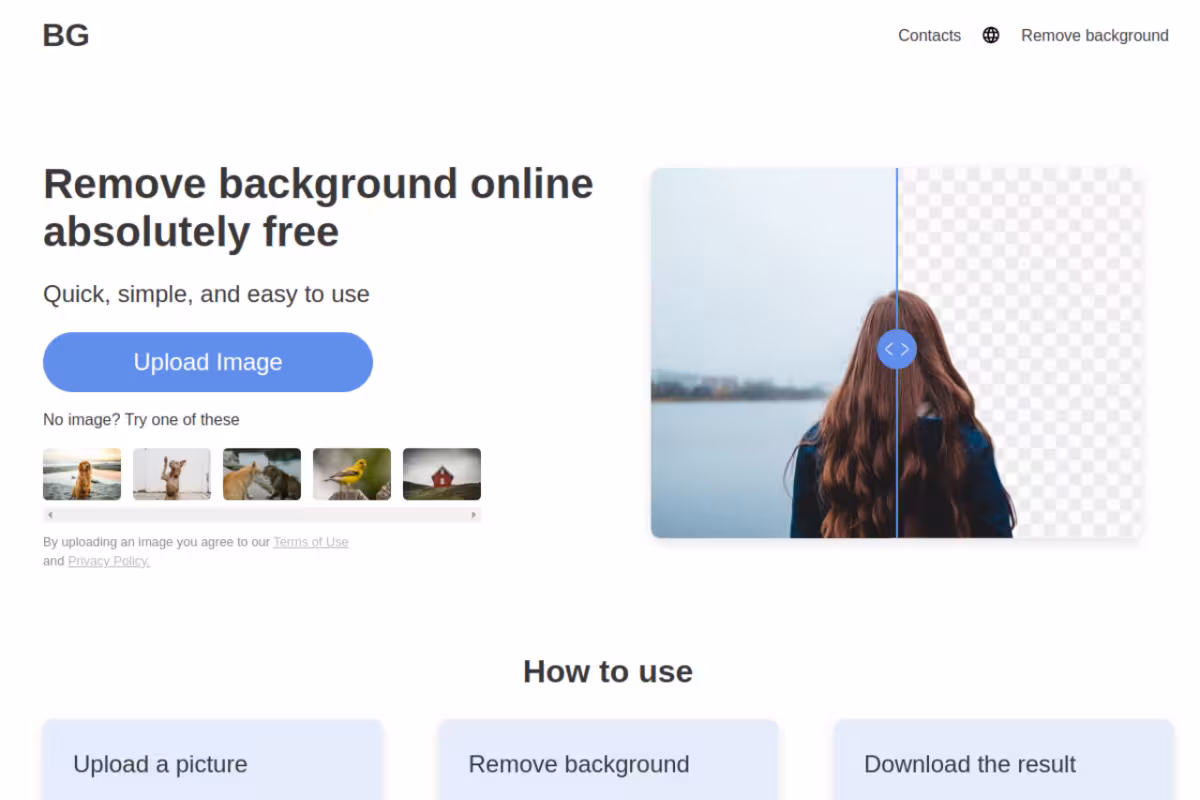 Remove Background homepage screenshot